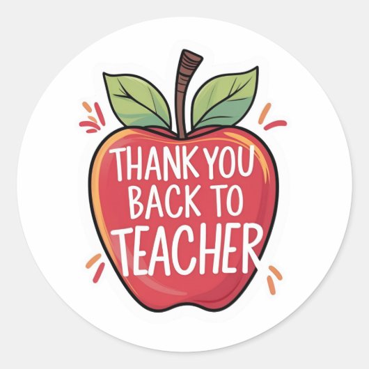 Thank You Back to School Teacher Apple  Ronde Sticker (Voorkant)
