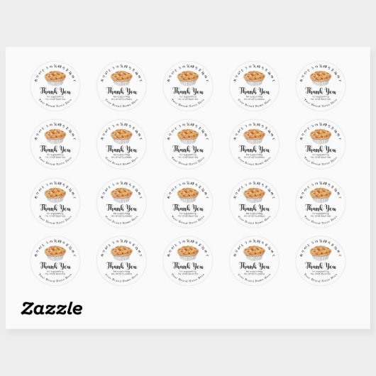 Thank You Bakery Apple Pie Small Business Modern Ronde Sticker (Vel)