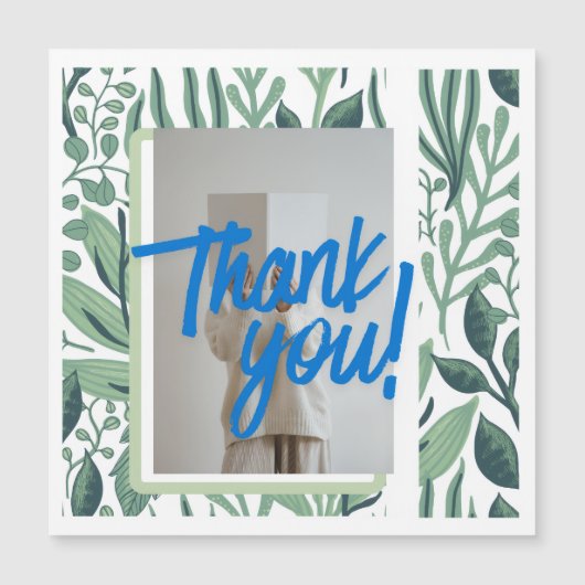 Thank You Botanical Greenery Card with Blue Brush (Voorkant)