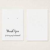 Thank You Bridesmaid Earring Display Cards (Devant & derrière)