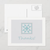 Thank You Briefkaart - Star Quilt Block (blauw/gri (Voorkant / Achterkant)