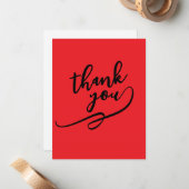Thank You Bright Red Classical Unique Simple Notitiekaartje (Voorkant / Achterkant in situ)