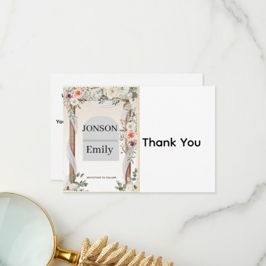 Thank You Card Elegant Wedding Bedankkaart (Voorkant / Achterkant in situ)