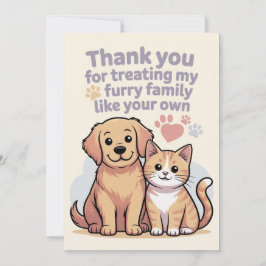 Thank You Card for Pet Sitter or Veterinarian Bedankkaart