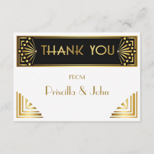 Thank You Card, Great Gatsby, elegant, chique, wit Bedankkaart