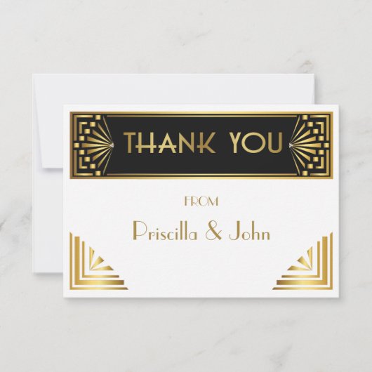 Thank You Card, Great Gatsby, elegant, chique, wit Bedankkaart (Voorkant)