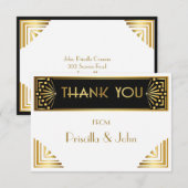 Thank You Card, Great Gatsby, elegant, chique, wit Bedankkaart (Voorkant / Achterkant)