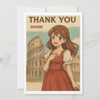 Thank You Card - Italian Anime Girl in Rome Bedankkaart
