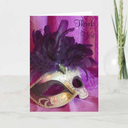 Thank You Card - Paarse Masquerade Masker Bedankkaart (Voorkant)