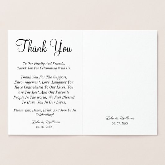 Thank you card, thank you wedding card folie kaarten (Binnen)