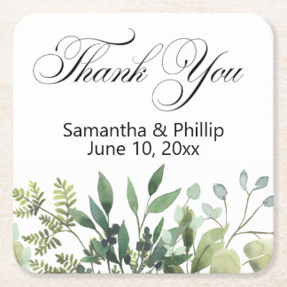 Thank you coaster wedding favors vierkante kartonnen onderzetter