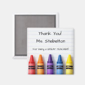 Thank You Crayons Teacher Appreciation Magnet Magneet (Voorkant / Achterkant)