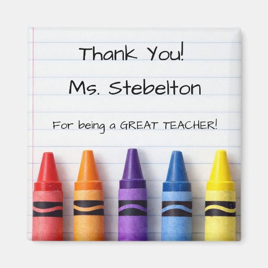 Thank You Crayons Teacher Appreciation Magnet Magneet (Voorkant)