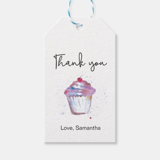 Thank you cupcake birthday party cadeaulabel (Voorkant)