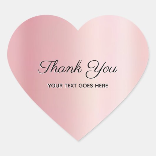 Thank You Custom Text Luxury Elegant Rose Gold Hart Sticker (Voorkant)