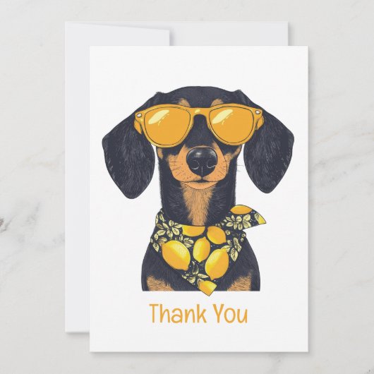 Thank You Dachshund Dog Sunglasses Lemons Bedankkaart (Voorkant)