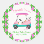 Thank You Elegant Golf Cart Ready For Baby Shower  Ronde Sticker (Voorkant)