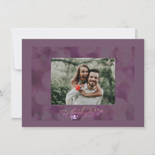 Thank You Fancy Script Photo Bubble Frame Card Bedankkaart (Voorkant)