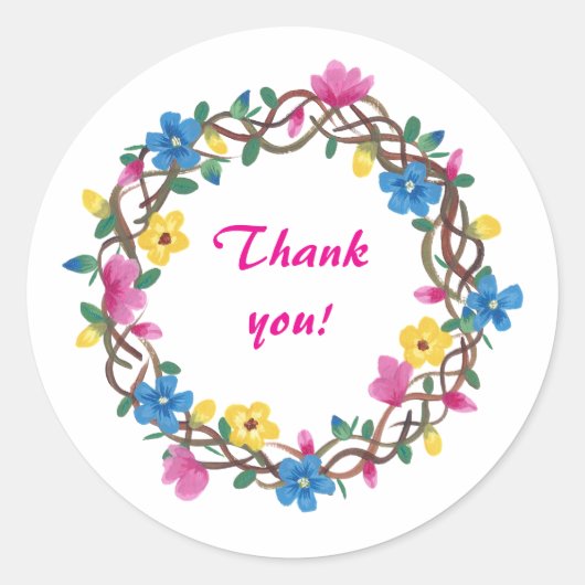 Thank you Floral Wreathe Stickers (Voorkant)