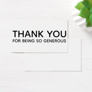 Thank You For Being So Generous Gift Insert Card Visitekaartjes