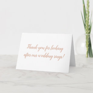 Thank you for looking after our wedding rings card bedankkaart