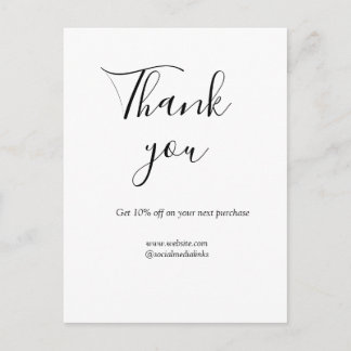 Thank you for order discount code website social b briefkaart