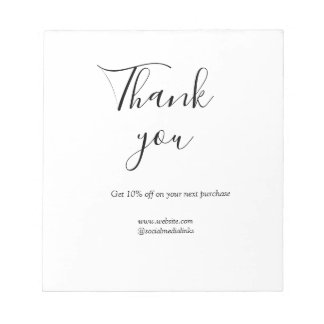 Thank you for order discount code website social b notitieblok