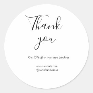 Thank you for order discount code website social b ronde sticker