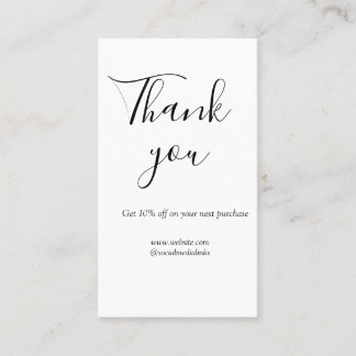 Thank you for order discount code website social b visitekaartje