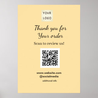 Thank you for order scan Review us business logo Poster