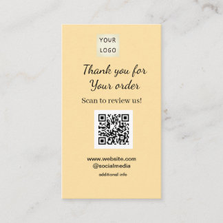 Thank you for order scan Review us business logo Visitekaartje