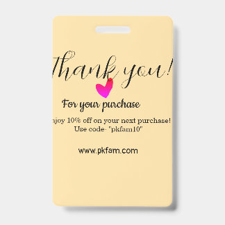 Thank you for purchase pink family business detail badge