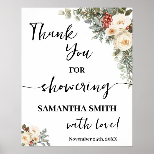 Thank You for Showering Bride Winter Shower Poster (Voorkant)