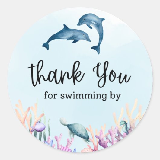 Thank You For Swimming By Sea Life Sticker (Devant)