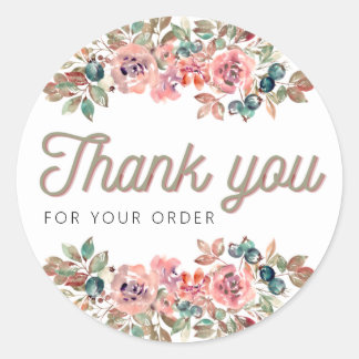 Thank you for your order sticker, flower, minimali ronde sticker