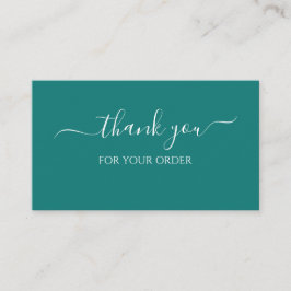 Thank You For Your Order Teal Business Insert Card Visitekaartje