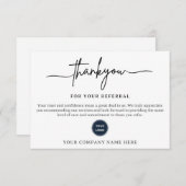 Thank You For Your Referral Card (Voorkant / Achterkant)
