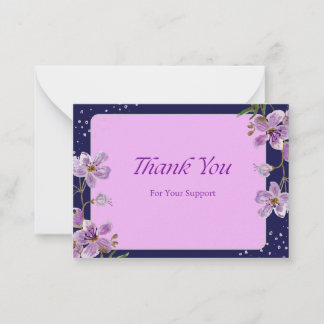 Thank You for Your Support – Elegant Floral Card Notitiekaartje