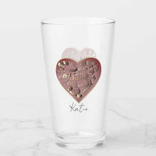 "Thank you" Heart Glass Cup Glas (Achterkant)