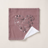 "Thank you" Heart on Dusty Rose (Gant de toilette)