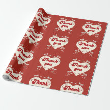 Thank You Heart with Vintage Ribbon Bows Design