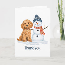 Thank You Holiday Winter Goldendoodle Dog Snowman Bedankkaart