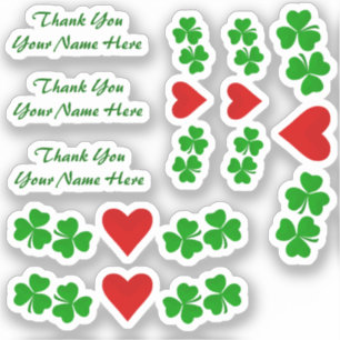 Thank You Irish Shamrock grenst aan rood hart Sticker