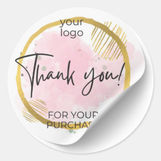 Thank You-logo Roze en Goud Ronde Sticker