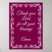 Thank You Lord Blessings Prayer Custom Burgundy  Poster (Voorkant)