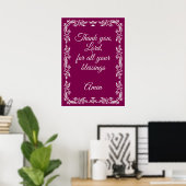 Thank You Lord Blessings Prayer Custom Burgundy  Poster (Thuiskantoor)