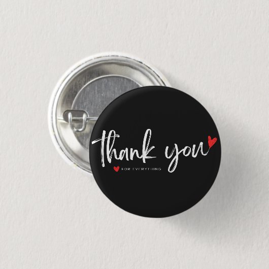 Thank You Minimalist Button Badge (Devant & derrière)