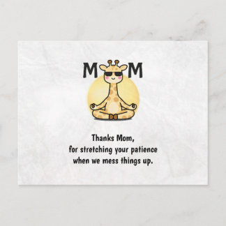 Thank You Mom Cute Giraffe Yoga Mother's Day Card Briefkaart