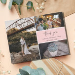 Thank You Multi Photo Collage Wedding<br><div class="desc">Pink and black thank you design wedding thank you cards featuring four of your favorite wedding photos. Show your family and friends your appreciation for being a part of your wedding celebration with one of these beautiful keepsake cards. Customize with your short message and names. Contact me through the button...</div>