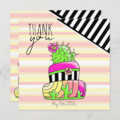 "Thank You" Neon Cactus Invitation (Devant / Derrière)